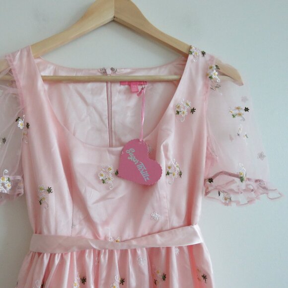 DOLLS KILL SUGAR THRILLZ Starlet Daze Babydoll Dress Floral Fairy Coquette NWT - Picture 3 of 16